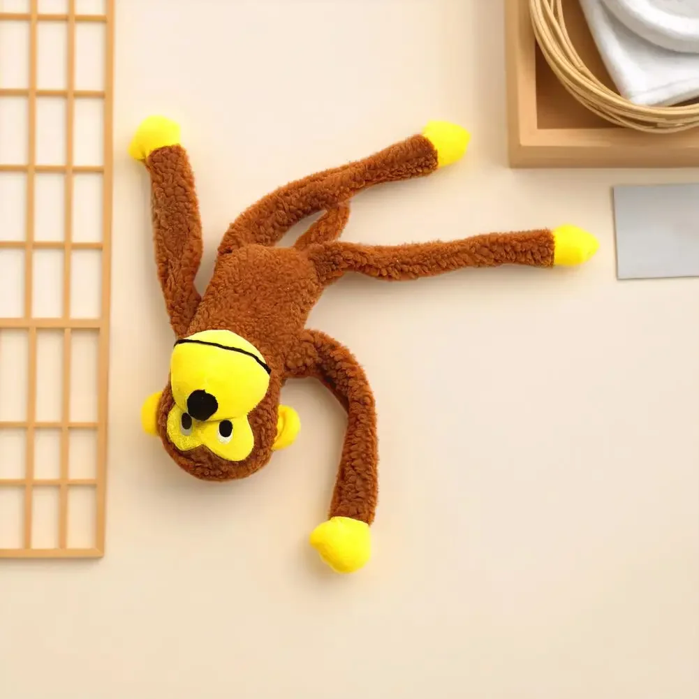 Niedliches Affen-Hundespielzeug aus Fleece-Plüsch, Quietschendes Kauspielzeug mit Langen Gliedmaßen, Bissfest, Stressabbauend, Interaktives Spielzeug – Detail 1
