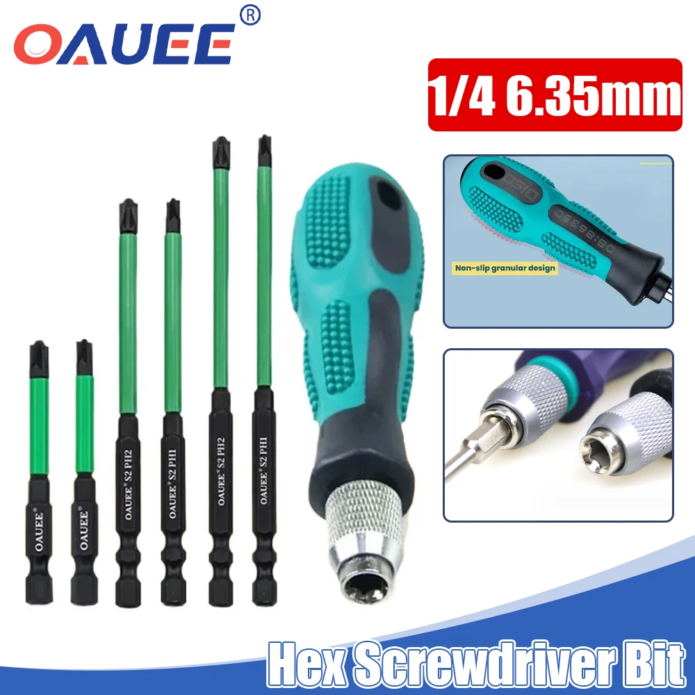 1/4'' Hex 6.35mm Screwdriver Handle Screw Driver Bits Holder Self-Locking Adapter For Screwdriver Bits Socket Hex Handle Holder