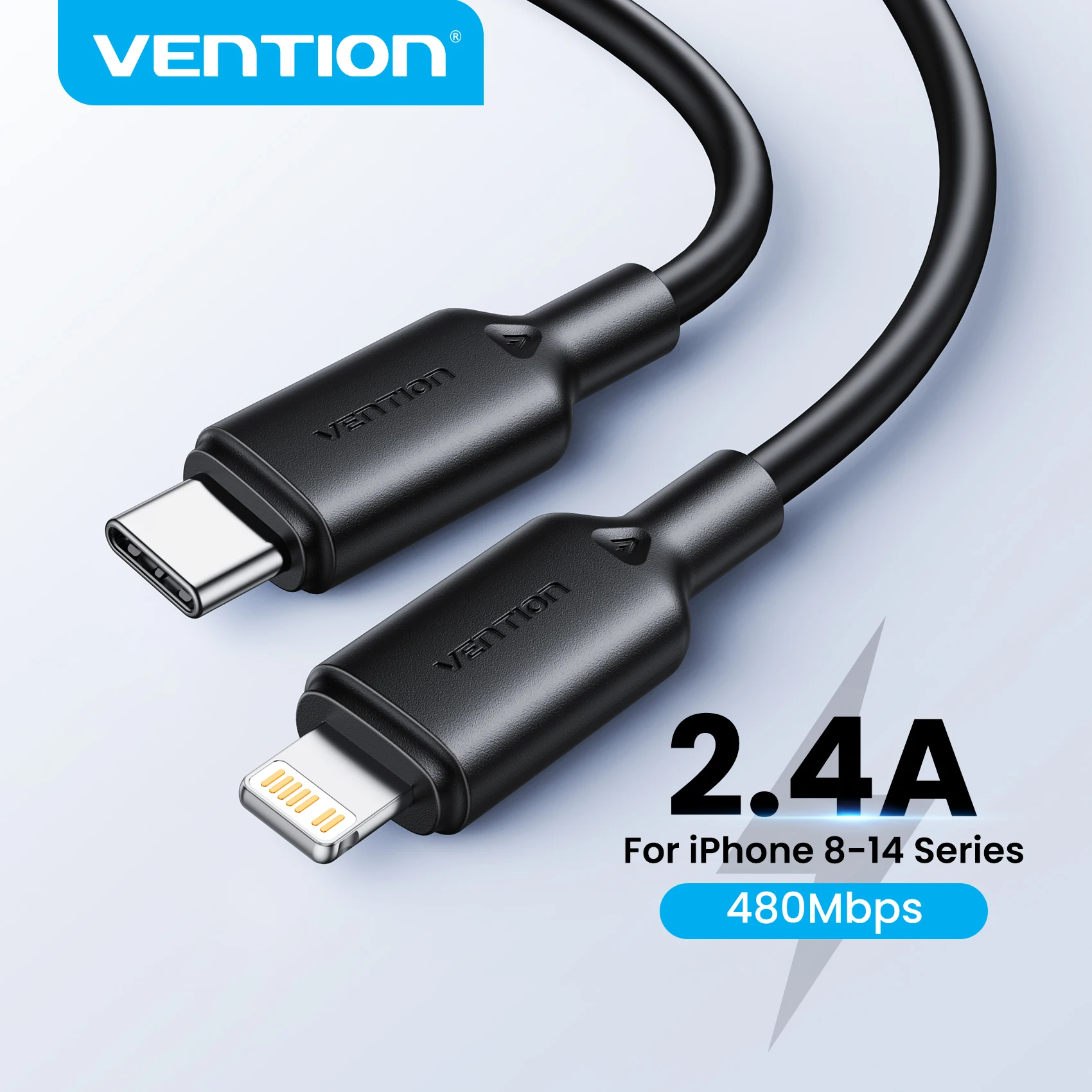 Vention Lightning-Kabel für iPhone 14 13 12 11 8 Pro Max 2,4A Typ C zu Lightning USB C Schnellladekabel für Mini iPhone iPad