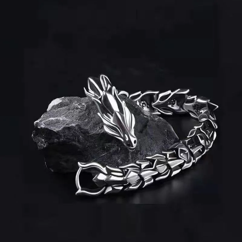 3 Color 20CM Men's Viking Domineering Dragon Vintage Punk Hiphop Bangle Bracelet Birthday Gift