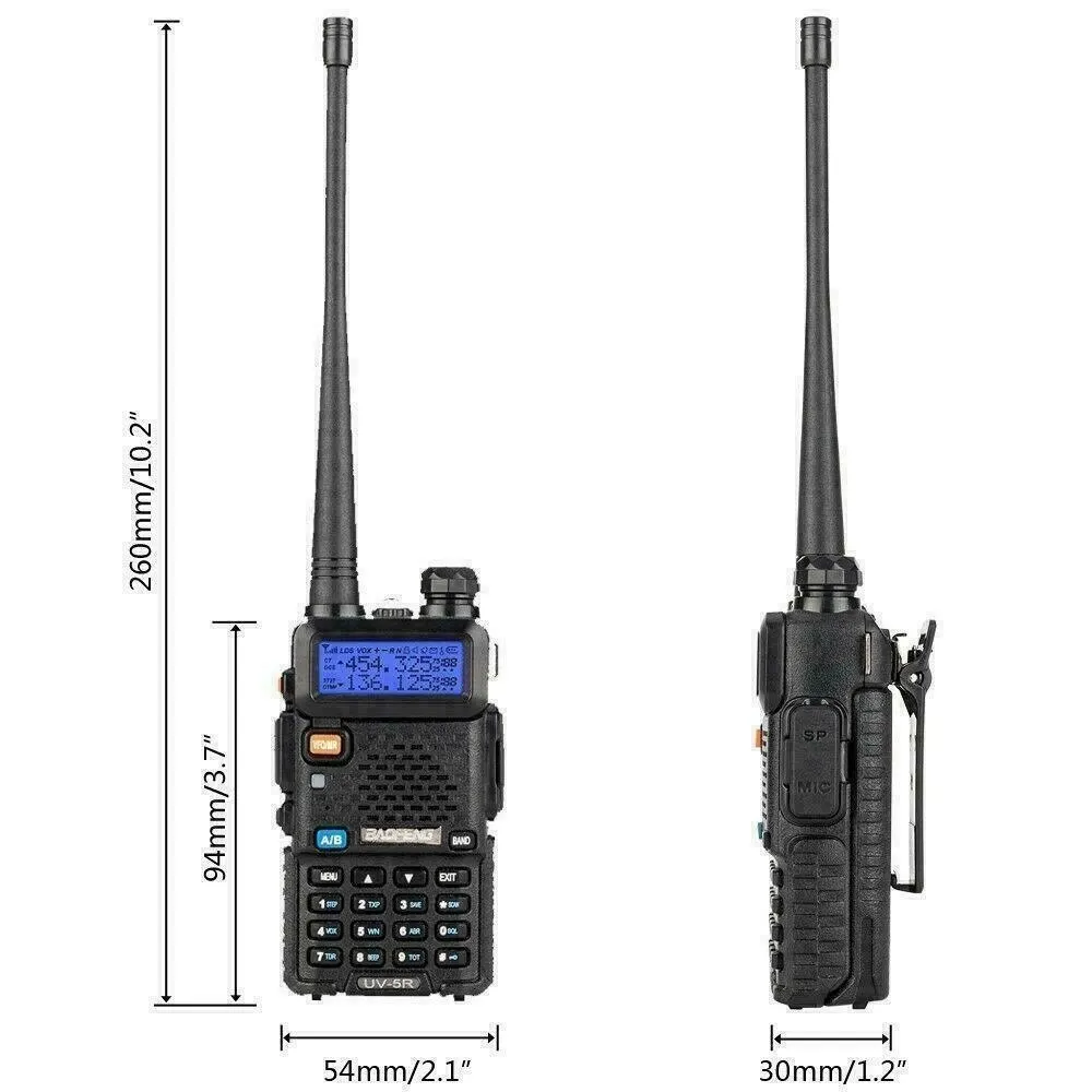 Baofeng-Walkie Talkie versión de actualización de radio CB de dos vías, uv5r 128ch, 5W, VHF, uvhf, UHF, 174MHz, 400-520MHz, escáner de policía