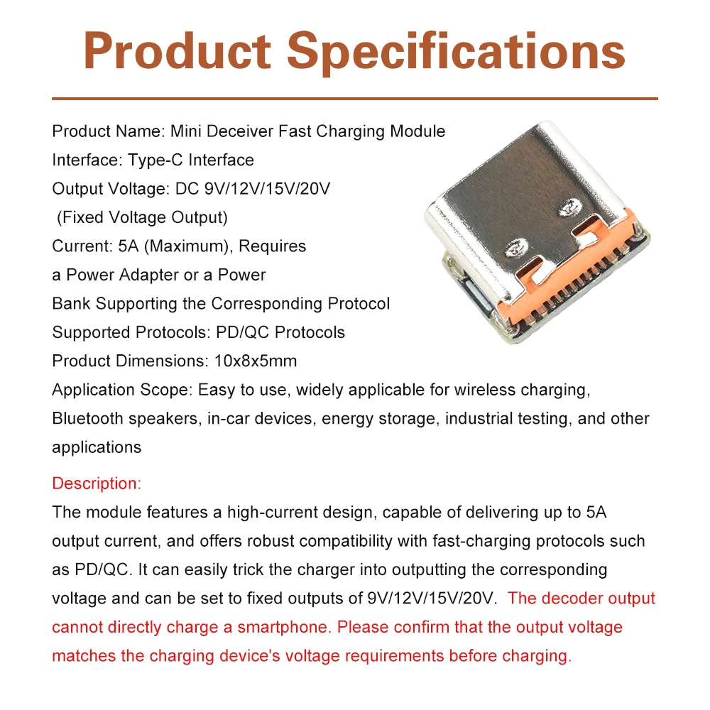 PD3.0 PD3.1 QC2.0 وحدة شحن سريع شرك صغير Type-C تيار مستمر 9 فولت/12 فولت/15 فولت/20 فولت الزناد PD إلى تيار مستمر لوحة شحن سريع #3