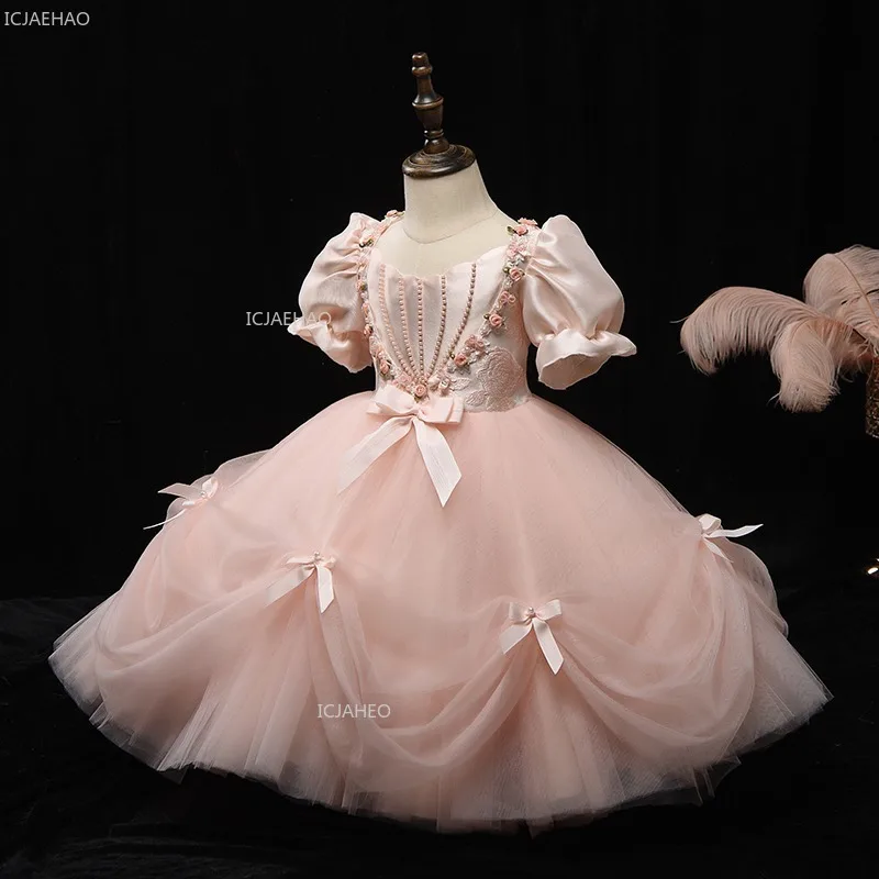 

Kids Girls Princess Party Dress Puffy Gown for Flower Girl Children Piano Birthday Pageant Formal Celebration Performance Host