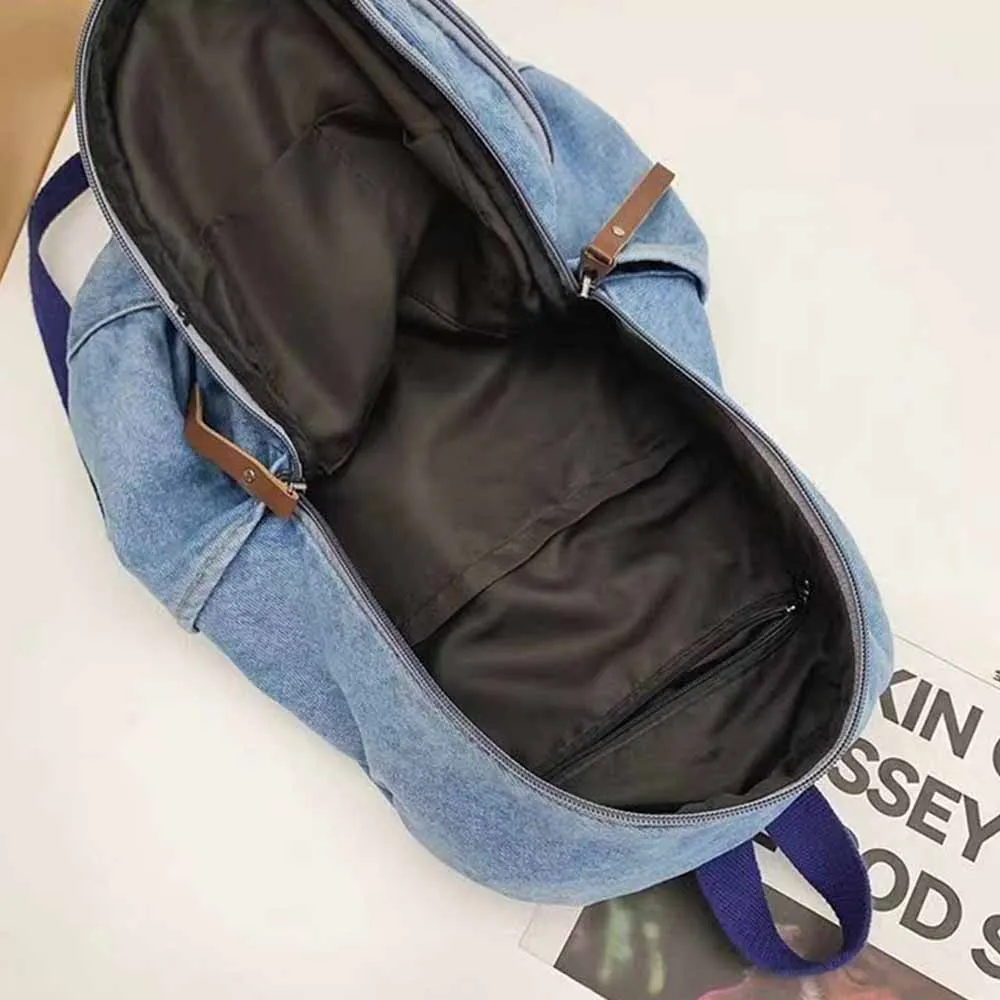 Nuovo zaino in tela di jeans nome personalizzato borsa da viaggio per studenti universitari zaini multifunzionali di grande capacità ricamati