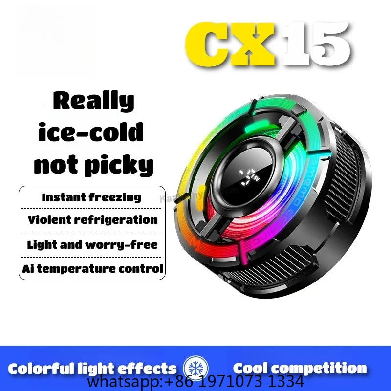 CX15 Mobile Phone 5V/3A AI Freeze PUBG Game Cooler Semiconductor Magnetic/Back-clip Cooling Fan Radiator for Android