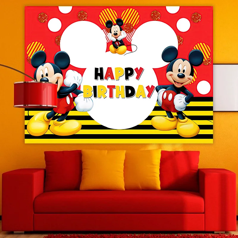 Disney Cartoon Mickey Minnie Children\'s Birthday Party Background Wall Decoration Baby Gift Gift Girl Photo Proper