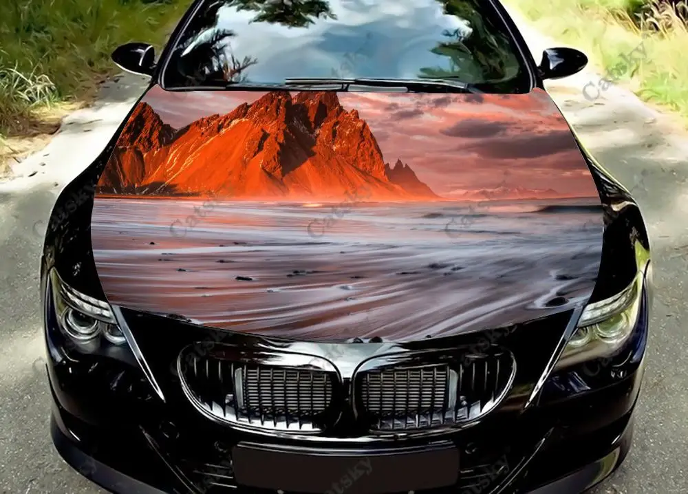 Nature Vestrahorn Car Hood Vinyl Stickers Wrap Vinyl Film Engine Cover Decals Sticker Universal Car Hood Cover Film