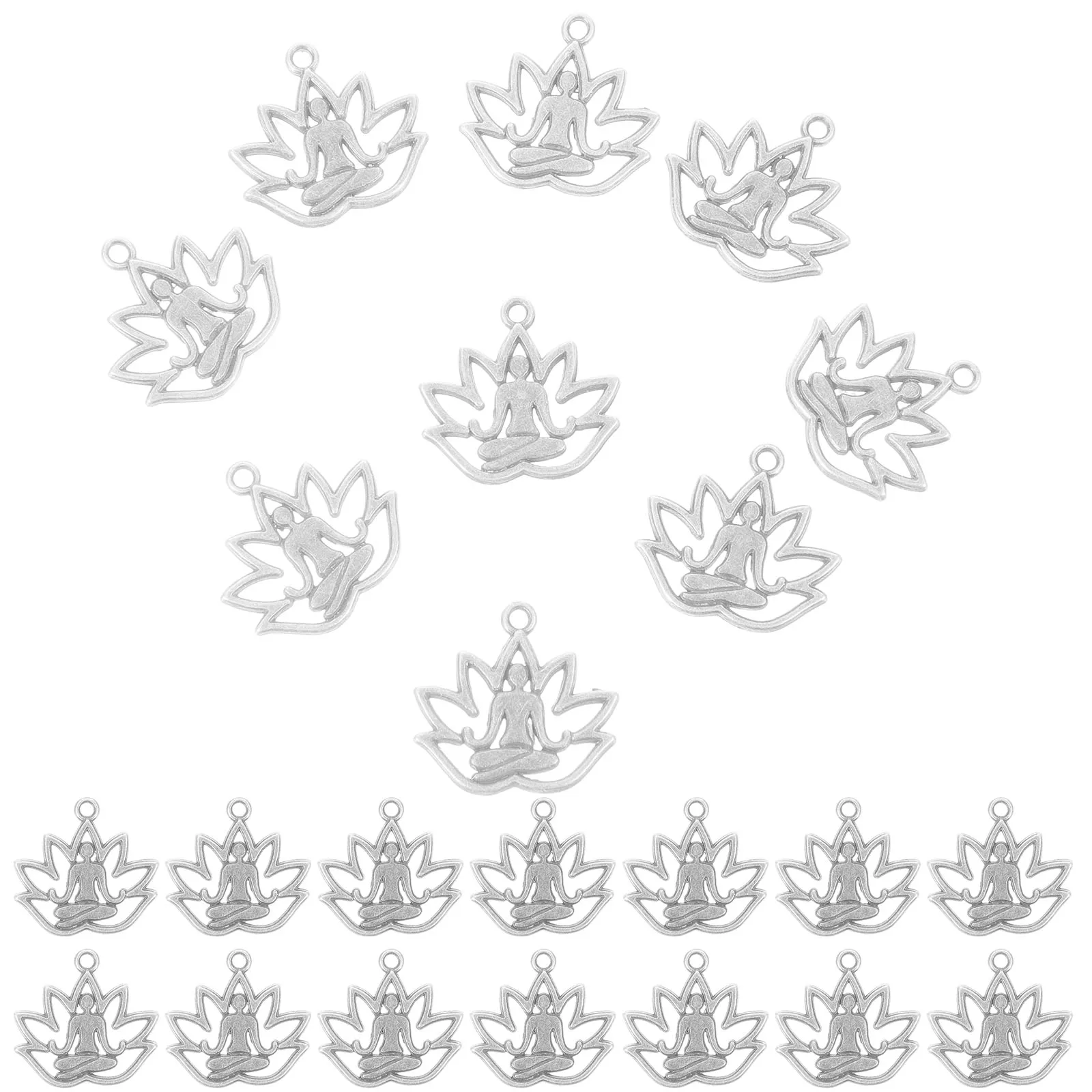 

100 Pcs Guanyin Alloy Pendant 17x18mm Black Dangle Charm Retro Buddha Lotus Decor Home Office Accessories Jewelry