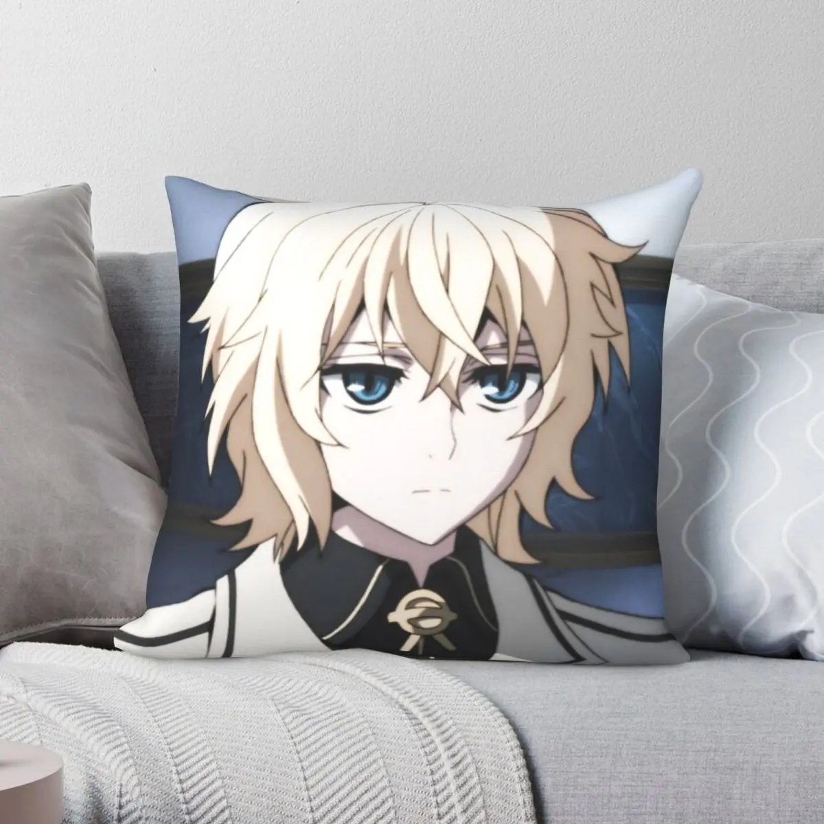 Owari No Seraph Mikaela Hyakuya Square Pillowcase Polyester Linen Velvet Creative Zip Decor Pillow Case Car Cushion Cover