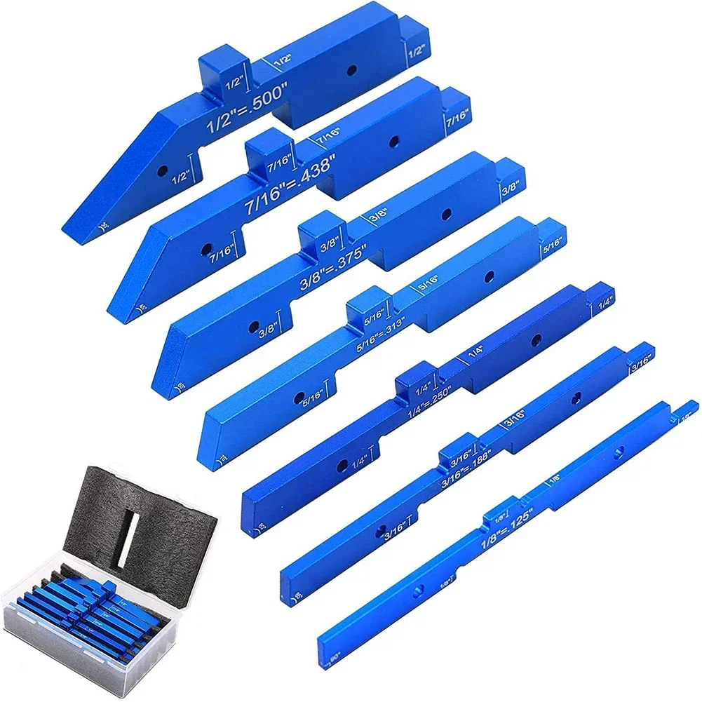 7 Stuks Router Tafel Setup Bars Aluminium Setup Blokken Hoogte Gauge Router Tafel Zaag 1/8Inch 3/16Inch 1/4Inch 5/16Inch 3/8Inch