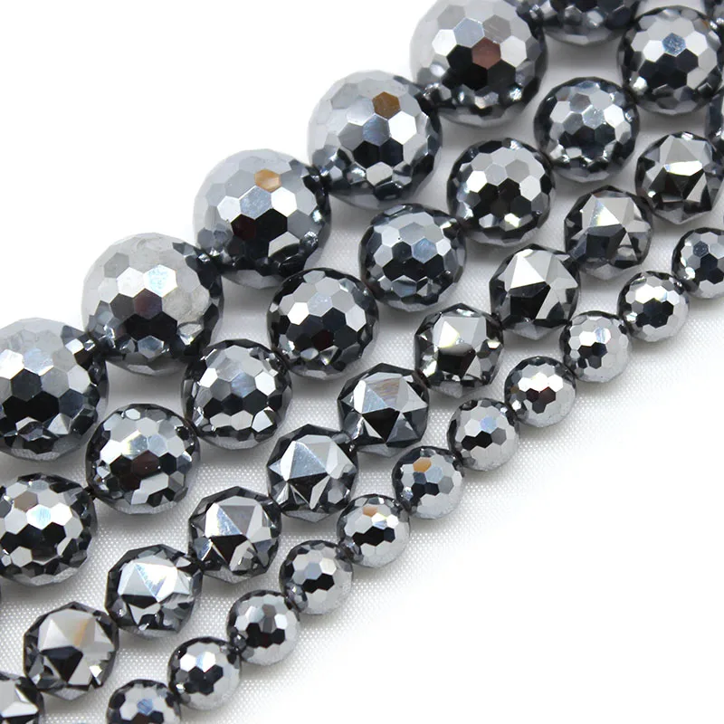 

A+ Natural Faceted Black Titanium Stone Loose Spacer Beads For DIY Bracelet Earring Accessories Jewelry Making 15'' 6 8 10 12mm