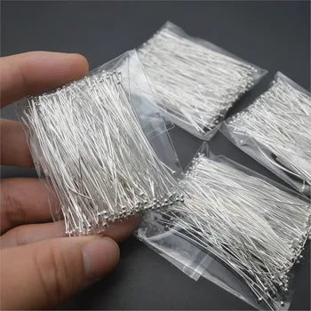 10 pçs autêntico 925 prata esterlina redonda bola cabeça pinos flexível fácil uso para diy brinco pulseira jóias grânulo threading fazer