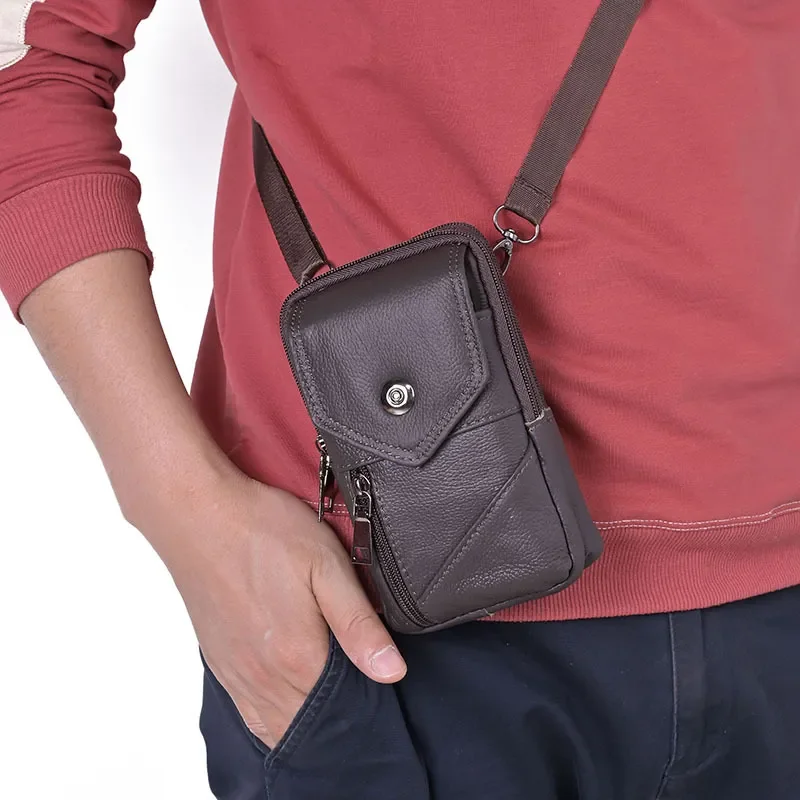 

Cell Leather Travel Phone Male For Outdoor Belt Case Cowhide Crossbody Waist Bag Shoulder Bag Bum Fanny Pack