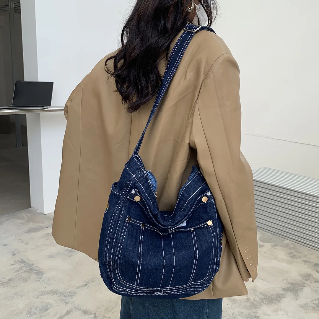 Designer Denim Boho Tote Chic Crossbody Bags for Women Fashion Jean Canvas Shoulder Bag 2023 Brands Shopper Purses and Handbags