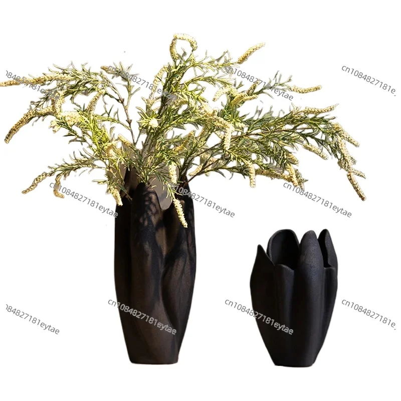 Irregular Pleated Ceramic Vase | Handcrafted Floral Terrarium Decor