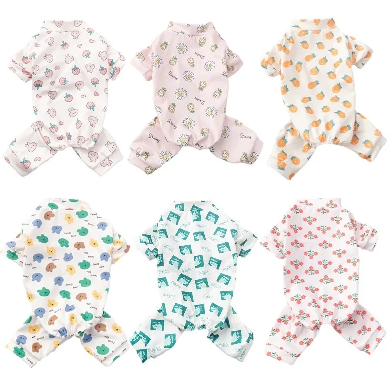 Pet Dog Clothes for Small Dogs Soft Warm Dog Jumpsuits Fashion Print Puppy Pajamas Cute Cat Sleepingwear Pet Onesie Dog Overalls