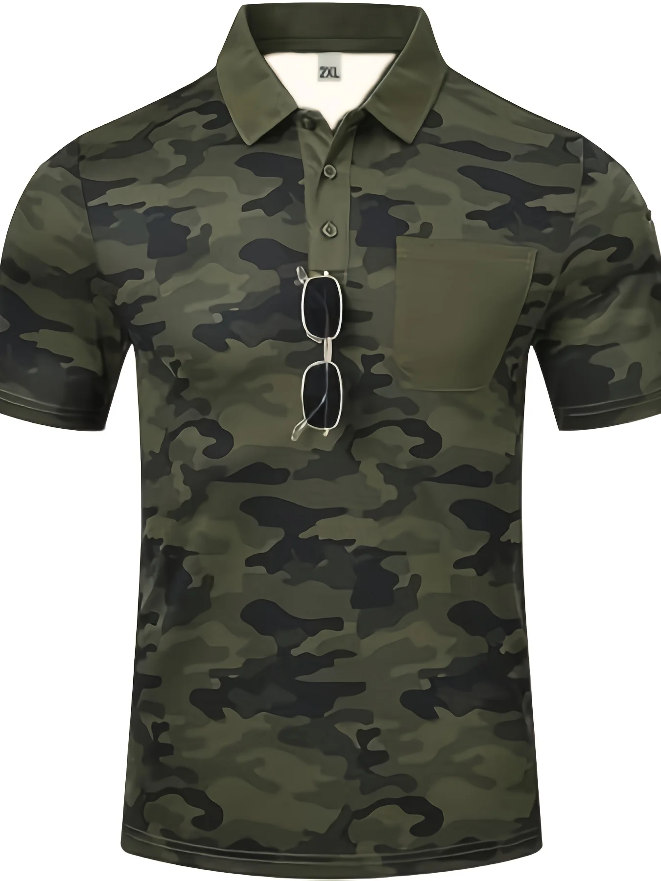 2024 Summer New men\'s camouflage printed short sleeved polo shirt trend