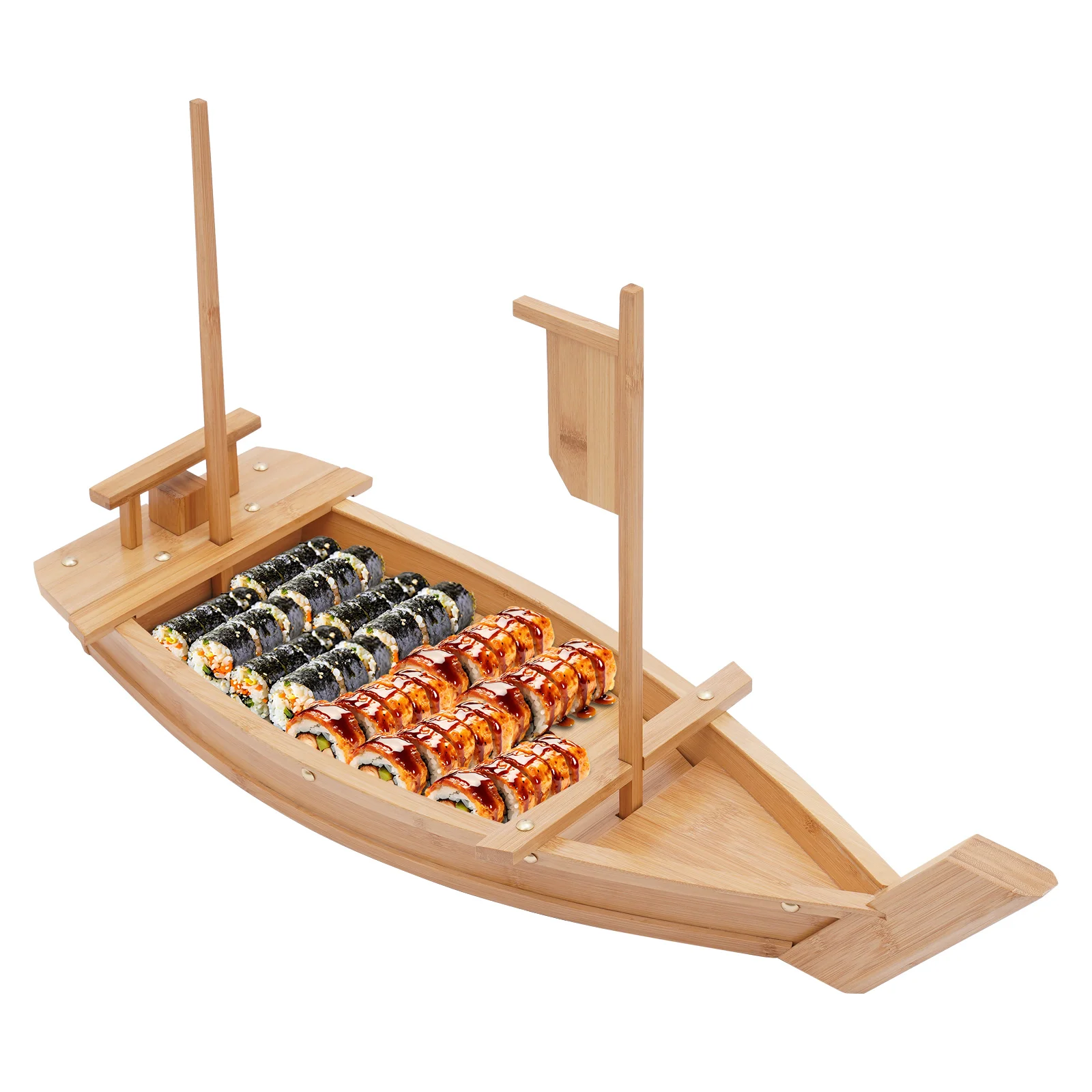 

28in Bamboo Sushi Boat Serving Tray, Large Size Boat-shaped Sushi Serving Tray for Holiday Events,Dinners,Receptions,Hotels