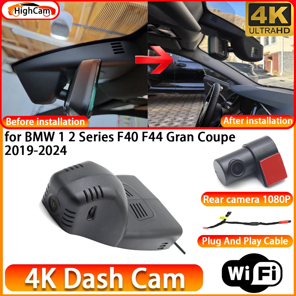 HighCam for BMW 1 2 Series F40 F44 Gran Coupe 2019-2024 OEM 4K DVR Dash Cam Front Rear Camera WiFi Video Recorder Plug and Play