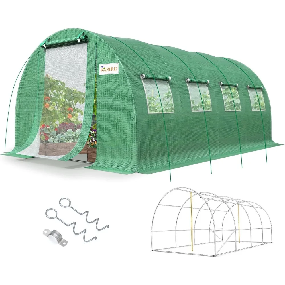 

20x10x6.6 Ft Outdoor Greenhouse with A Large Walk-in Upgraded Galvanized Metal Frame and Zipper Tunnel Arches, Customizable