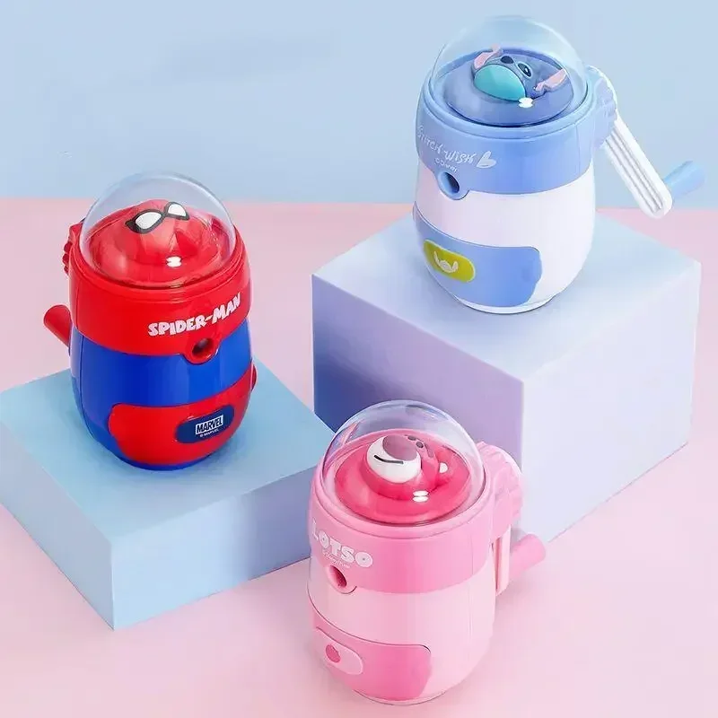 

Disney Stitch Pencil Sharpener Cute Cartoon Anime Spider-Man Hand Cranked Pencil Sharpener Learning Stationery Holiday Gifts