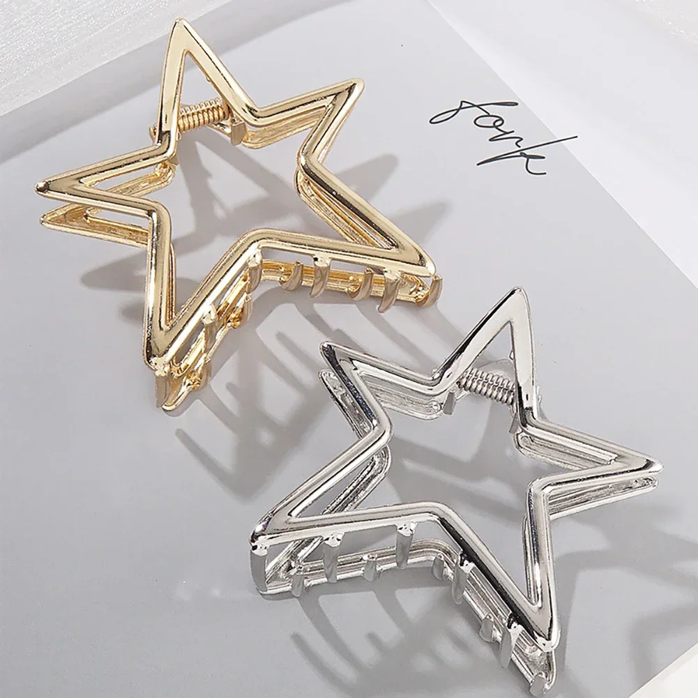 Y2K Fashion Five-pointed Star Metal Clip Hair Clip Female Back Head Shark Clip Small Hair Clip Headwear Summer Hair Accessories