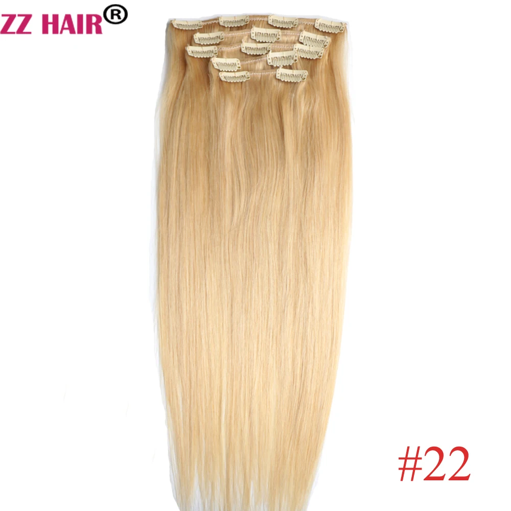 ZZHAIR 100% Braziliaanse Human Remy Hair Extensions 16 "-24" 5 Stuks Set 180g-200g Vijf Stuk Clips In 1x20 2x15 2x10 Natuurlijk Recht