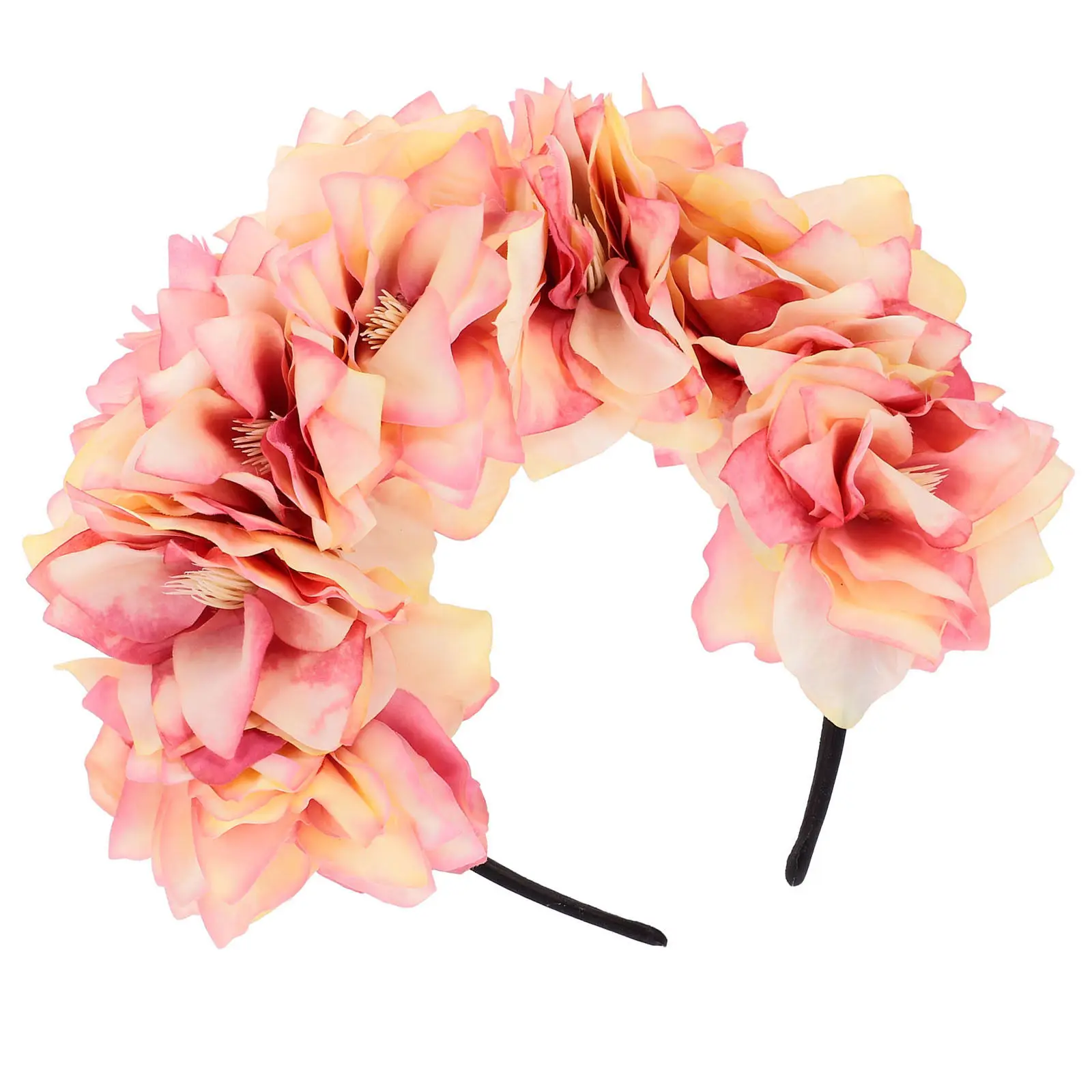 

Simulated Flower Headband Elegant Double Row Floral Headpiece for Women Wedding Tea Party Carnival Costume Decoration