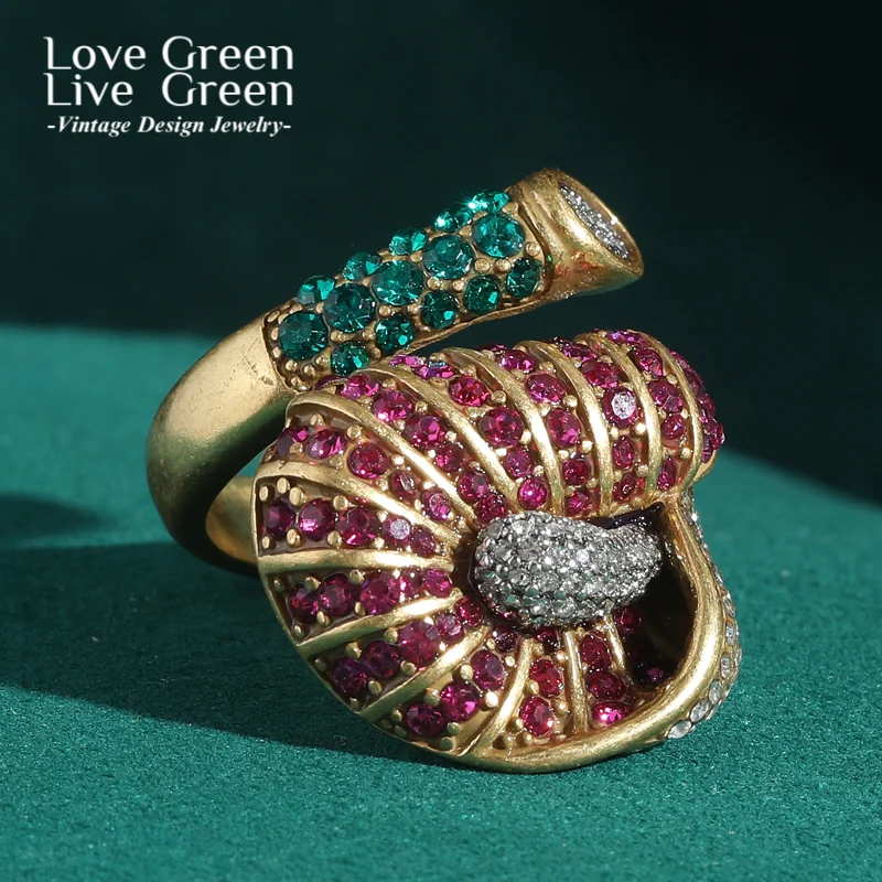 

Vintage Poppy Flower Ring Decoration Rhinestones Stone Floral Luxury Brands Women'S Jewelry Accessories Valentine Day Gif 2025