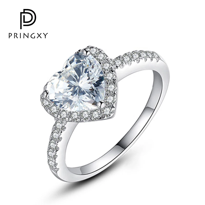 

PRINGXY 2ct Luxury Heart Shaped Ring Fashion High Carbon Diamond 925 Sterling Silver Wedding Bands Engagement Fine Jewelry New