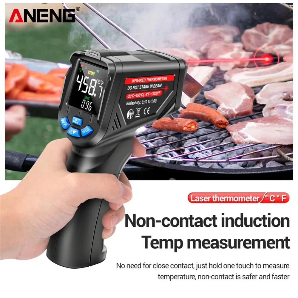 

Infrared Thermometer Digital Non-Contact -20~650℃ ANENG TH05 IR Laser Termometro Pyrometer Gun Laser Temperature Meter Tools