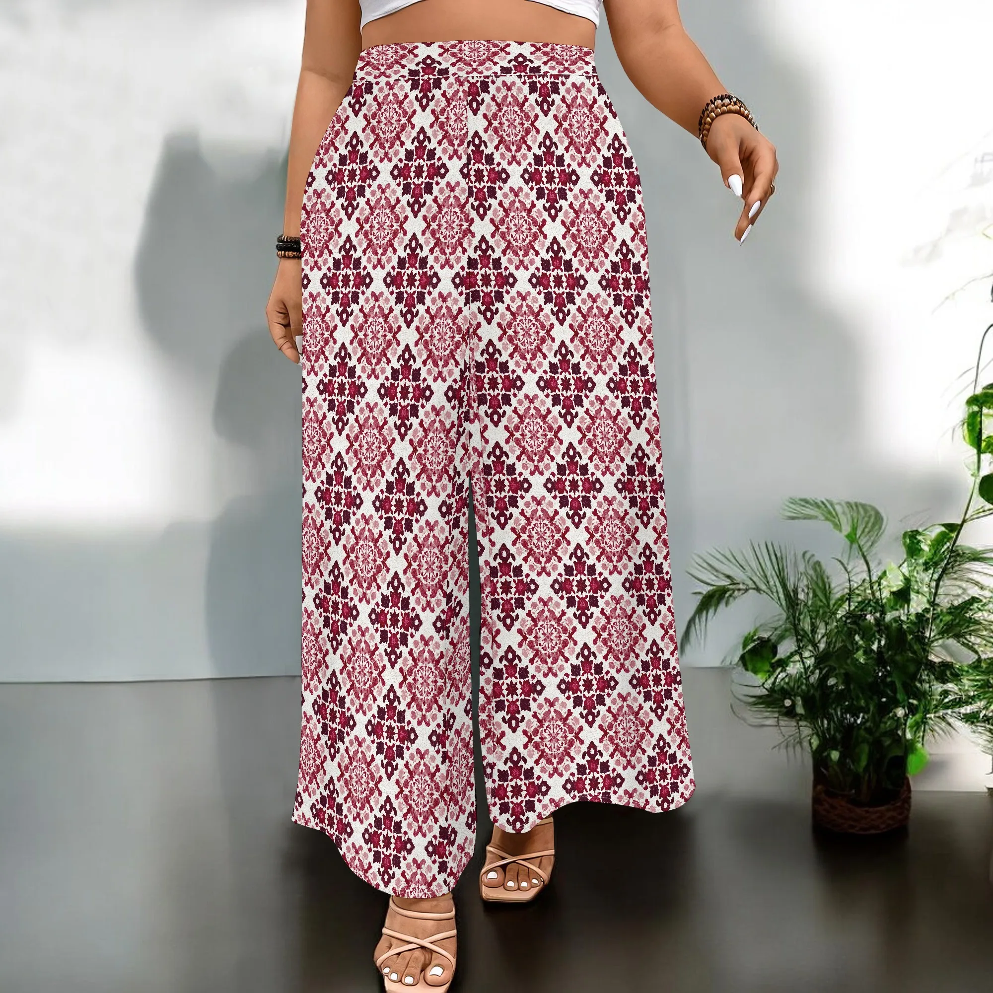 

Women's Palazzo Pants Dressy Casual Wide Leg Slacks Elastic Waist