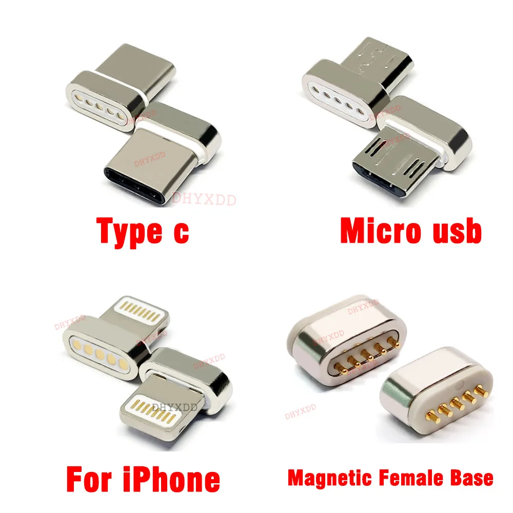 5Pin Micro USB Jack Charging Magnet Connector For Laptop tablet Phone Plug USB Cable Adapter Type C Magnetic Suction Female Base