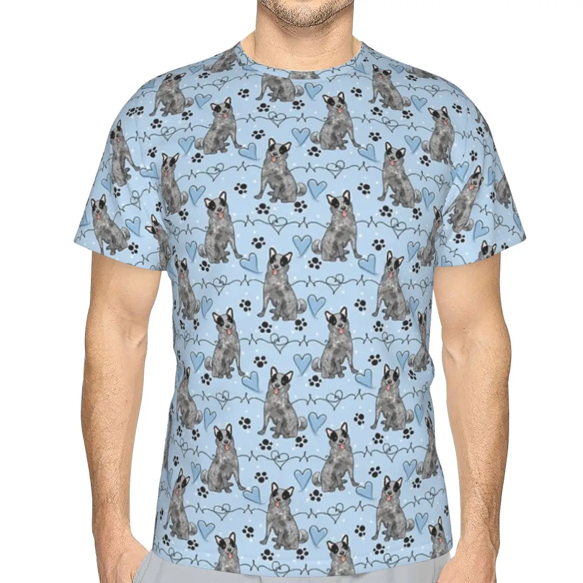 100% Cotton LOVE Blue Heeler Australian Cattle Dog T-Shirt Men's Classic T Shirt Men O-Neck Summer Shirts Tops