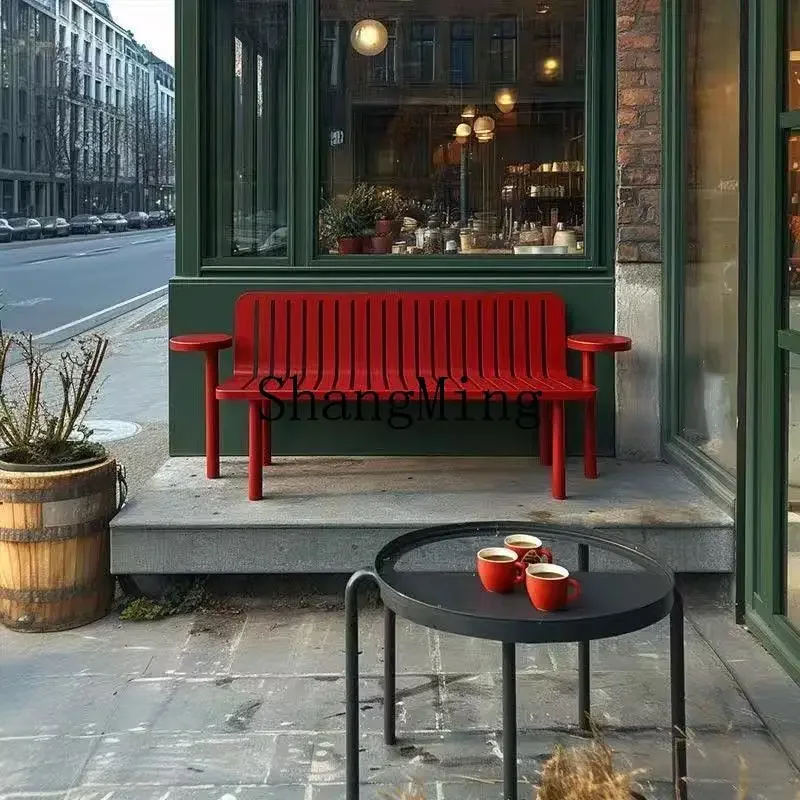 

FG simple outdoor wrought iron double chair leisure integrated table and chair homestay courtyard bench