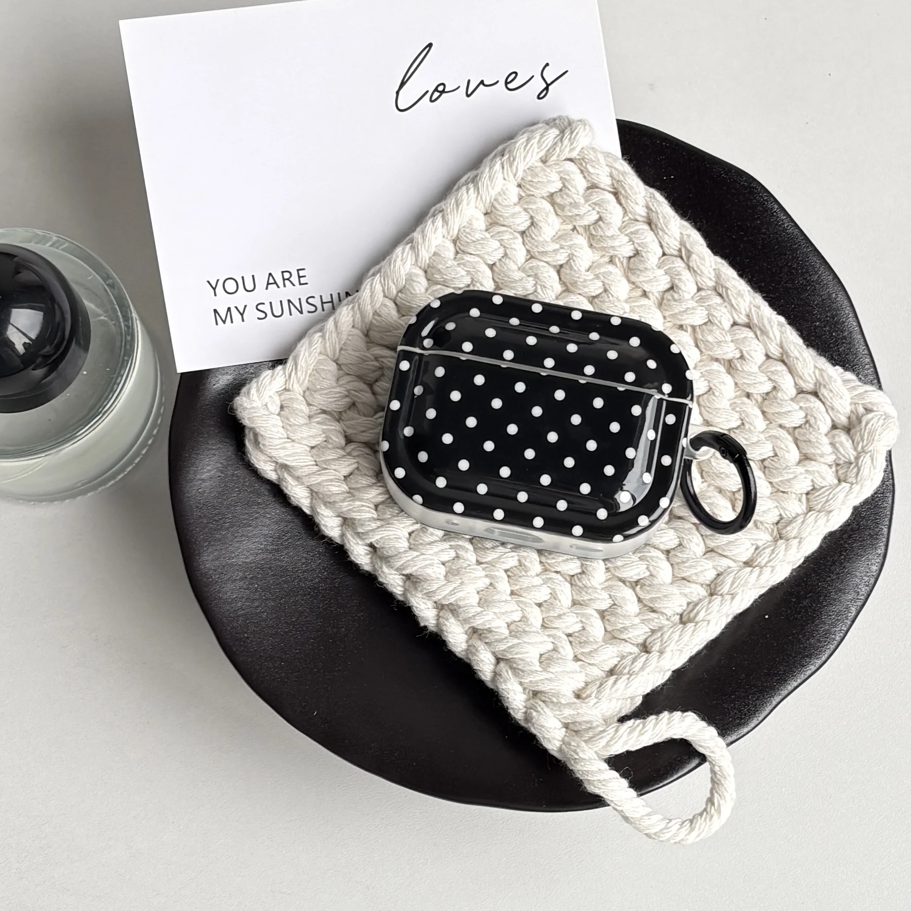 Classic Fashion Polka Dot Pattern Black White Tetragonum Protective Earphone Case Cover Case For AirPods 1 2 3 4 5 Pro Pro2 Pro3