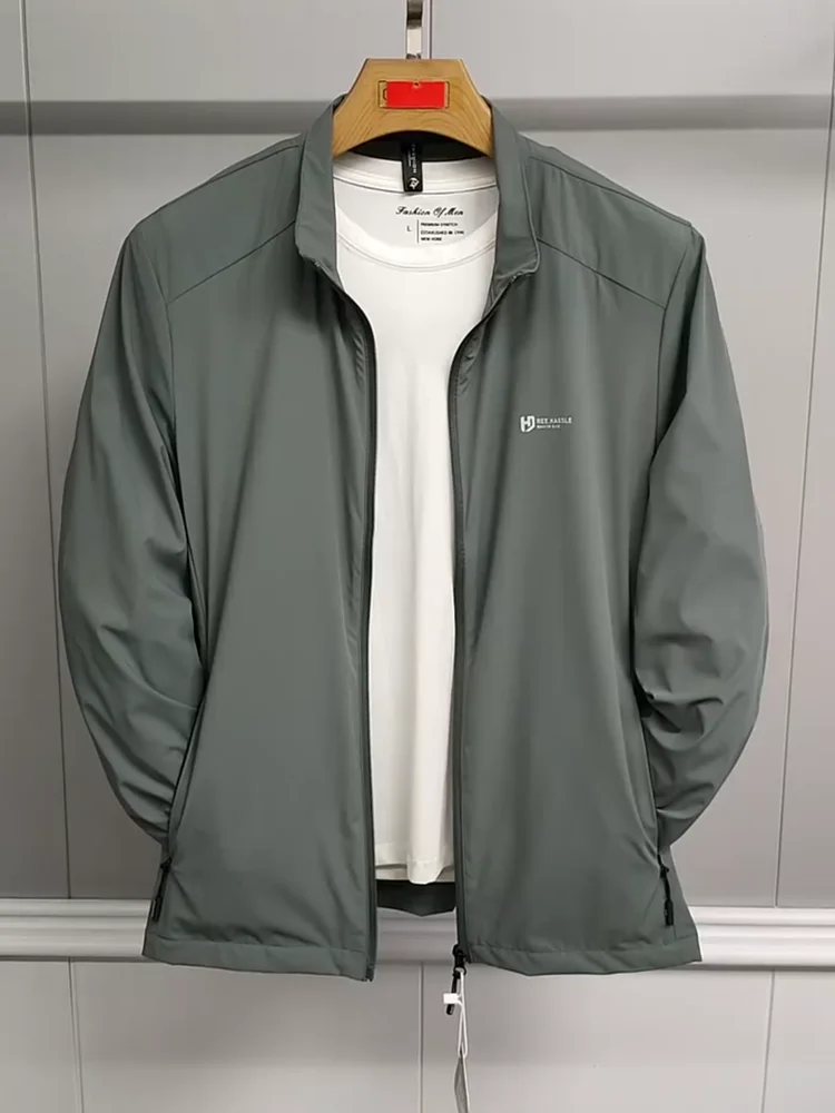 

High Quali Slim Fit Men's Stand Collar Sun Protection Jaet Faionable Ele Summer New Arrival Zipper Closure Long Sve