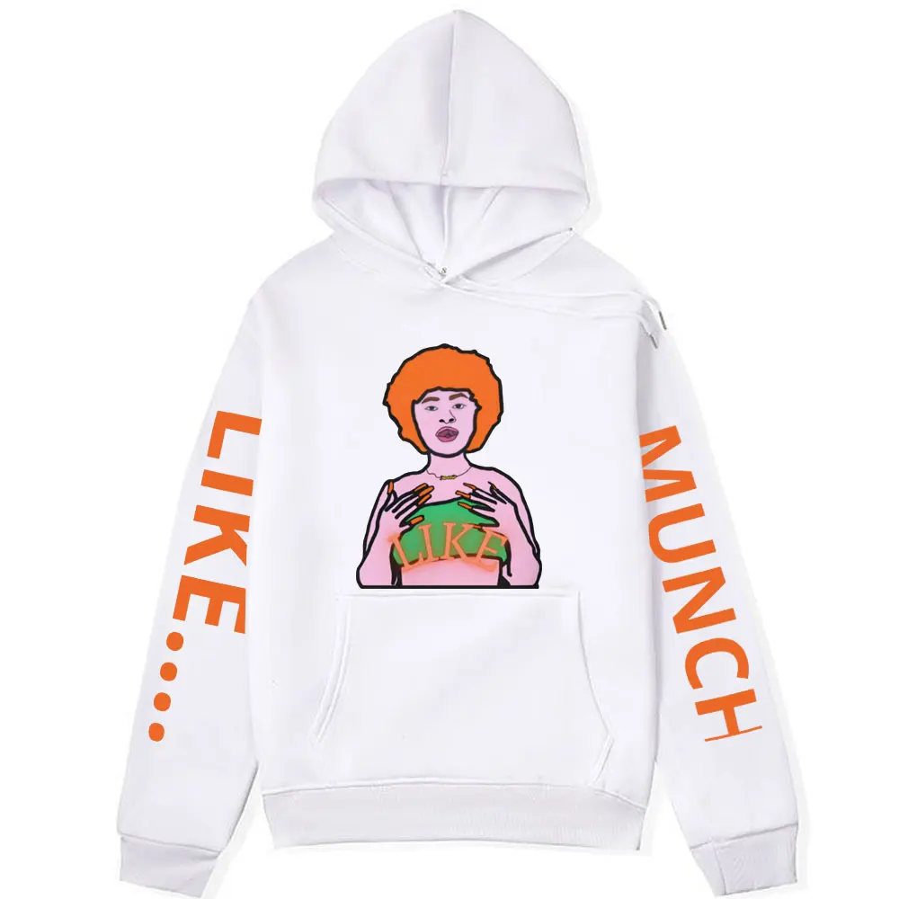 Rapper Ice Spice Certified Munch Print Hoodie Hip Hop Harajuku Sweatshirts Oversized Long Sleeve Fleece Hoodies Pullover Unisex