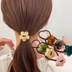 Acrylic Flower Hair Ropes for Women Fashion Retro Ink Texture Elegant Elastic Ponytail Holder Hair Bands Hair Accessories 2023