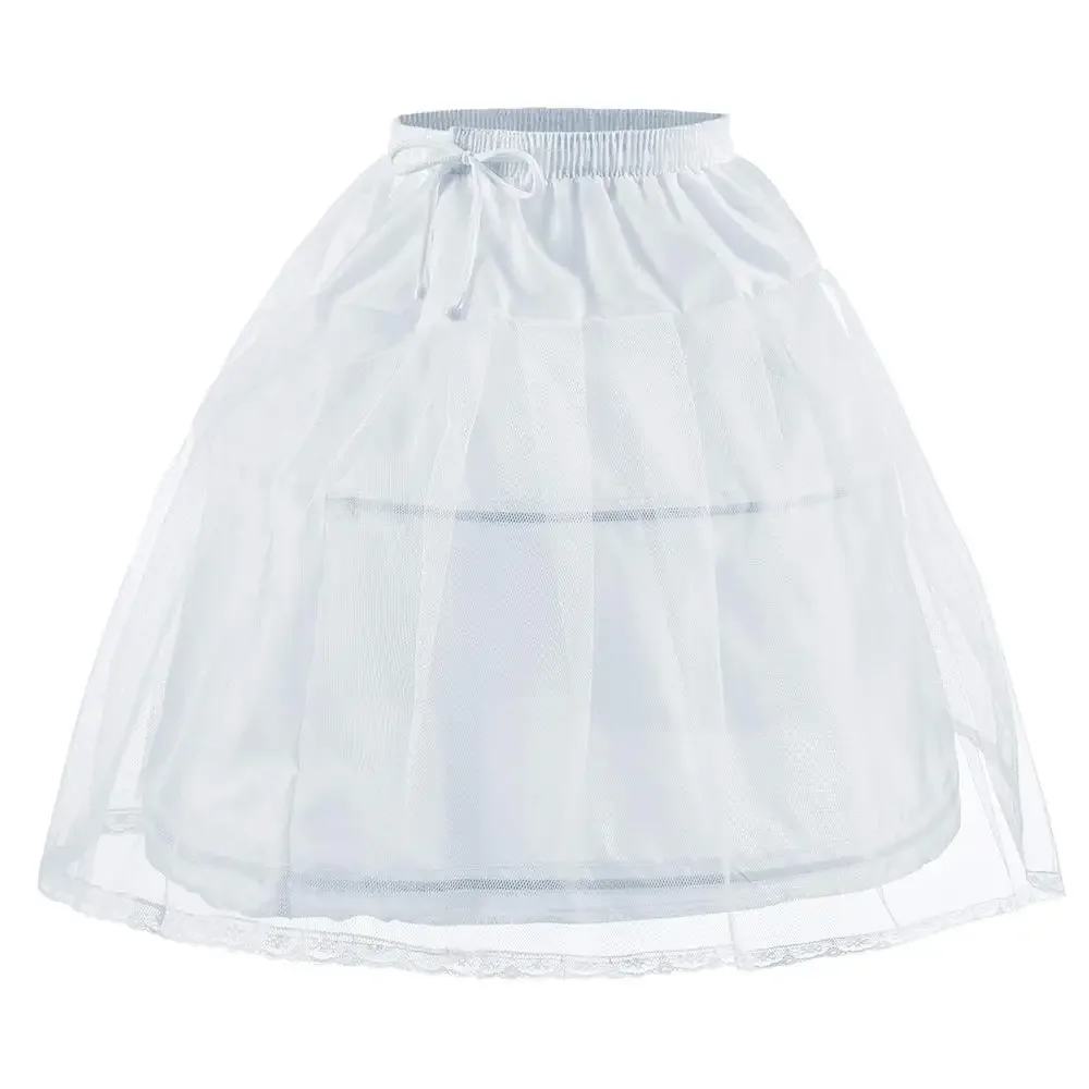 

Sensual Looking Fancy Clingy Flower Girls Petticoat with 2 Hoops Full Slip Elastic Child's Crinoline Underskirt