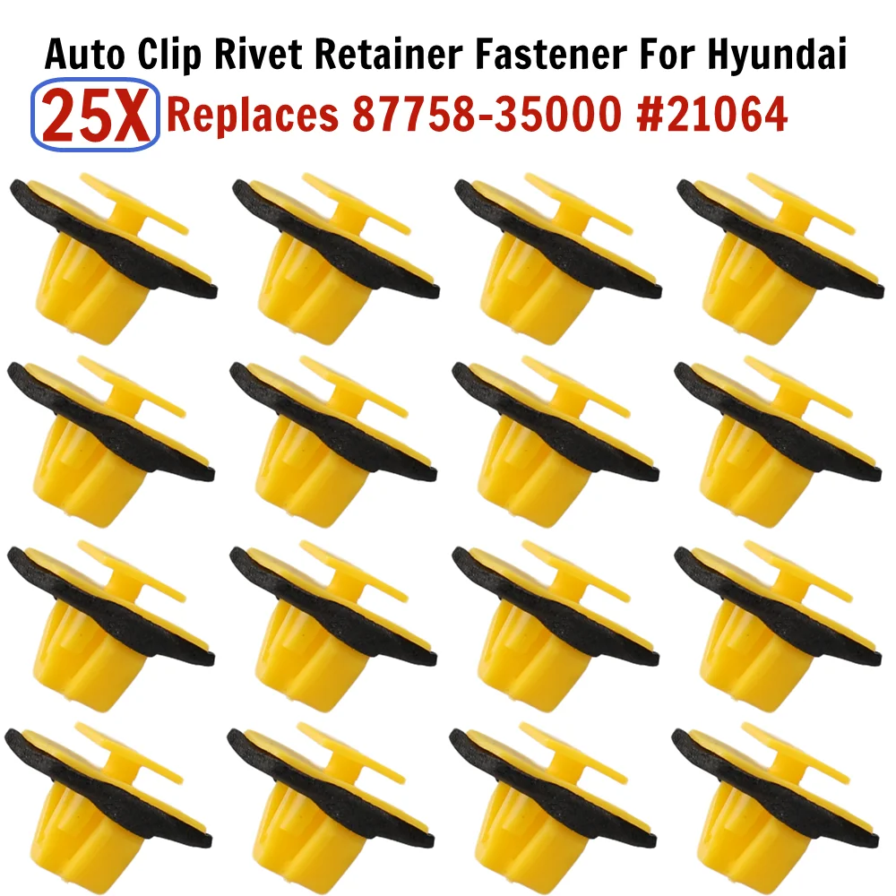 25PCS Door Trim Strip Guard Plate Anti-collision Strip Clip Yellow D184 Fit For Hyundai Replaces 87758-35000 For Auveco #21064