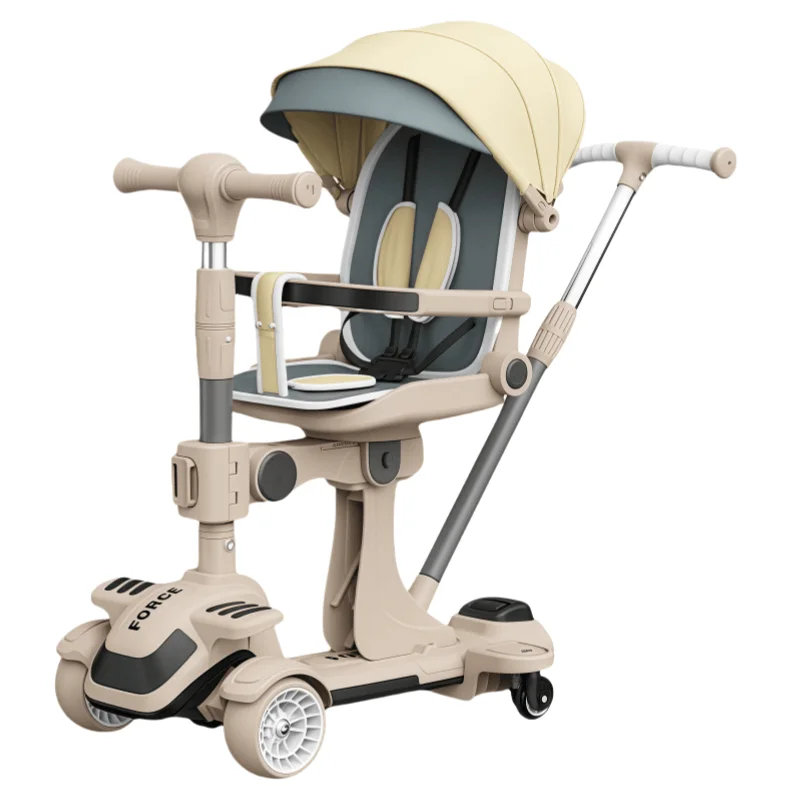 High Quality Foldable Modern 6 in 1 Kids Scooter with Two PU Wheels Battery Powered Outdoor Use Seat Included