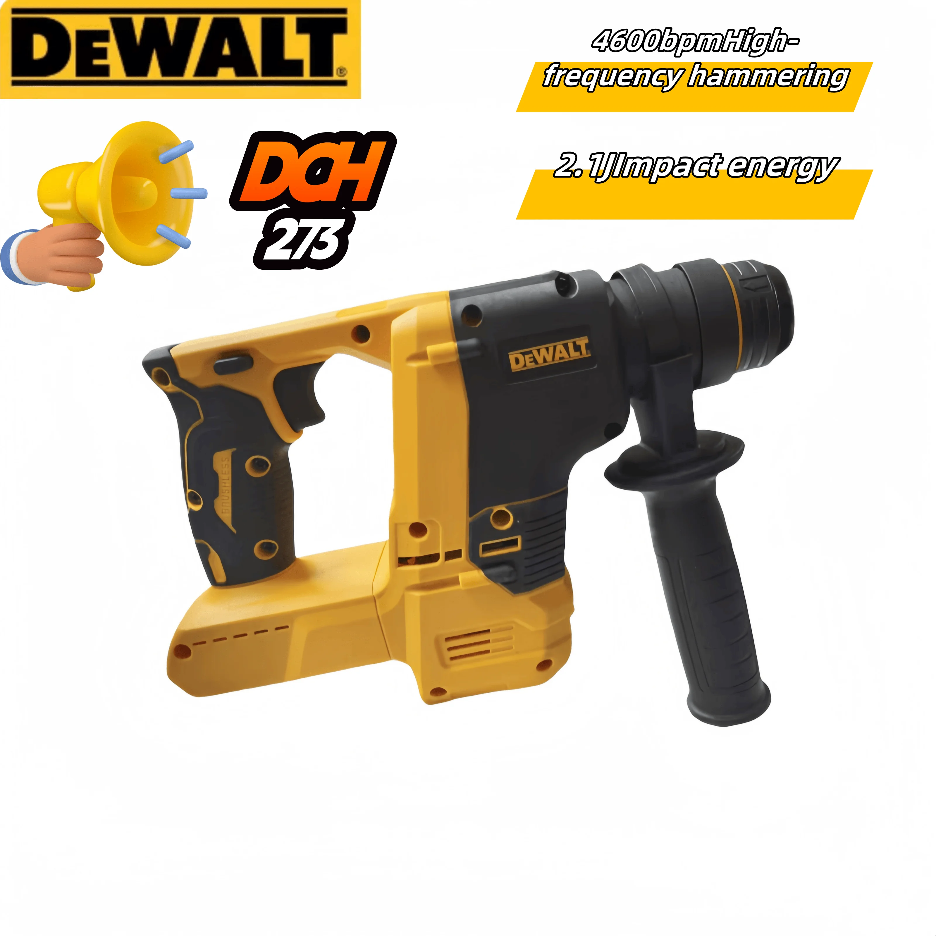 

DEWALT Rotary Hammer Drill Brushless Cordless Hammer Impact Drill Bare Tool DCH273 18V/20V MAX SDS