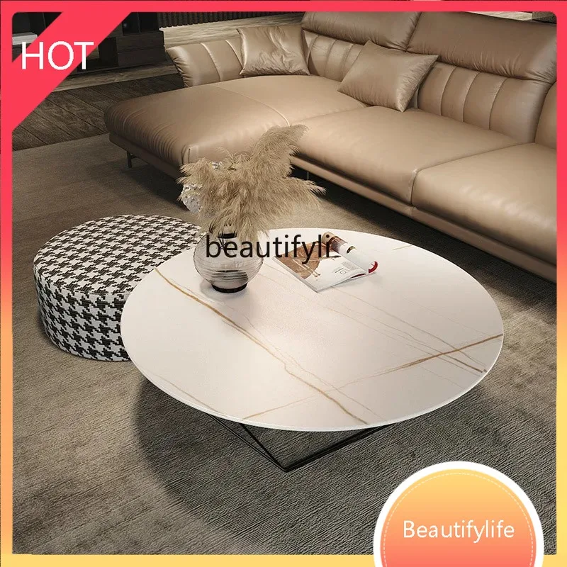 

A443 Легкий роскошный журнальный столик, современный простой круглый журнальный столик для гостиной, бытовой мраморный креативный скандинавский минималистичный стол