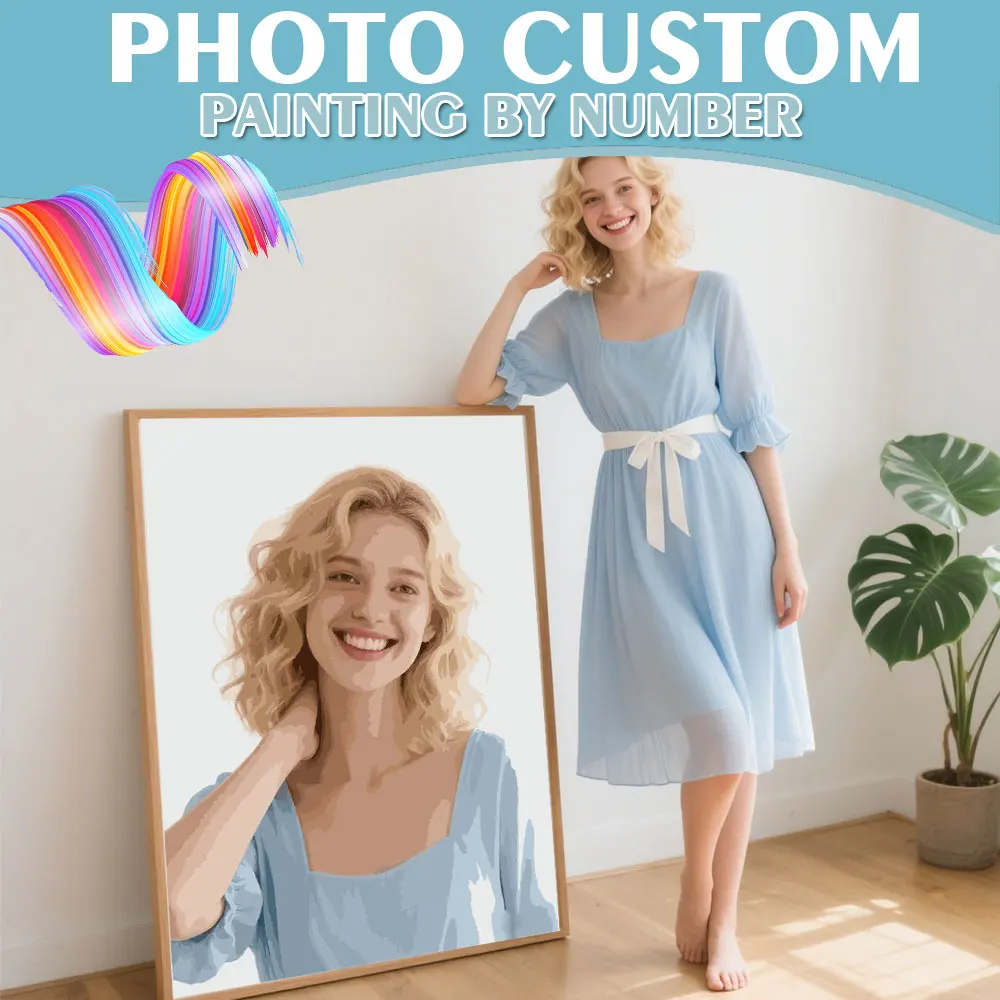 HUACAN DIY-Ölgemälde nach Zahlen, individuelles Foto, individuelles Ausmalen auf Leinwand, handgemalte Sets, Heimdekoration, persönliches DIY-Set