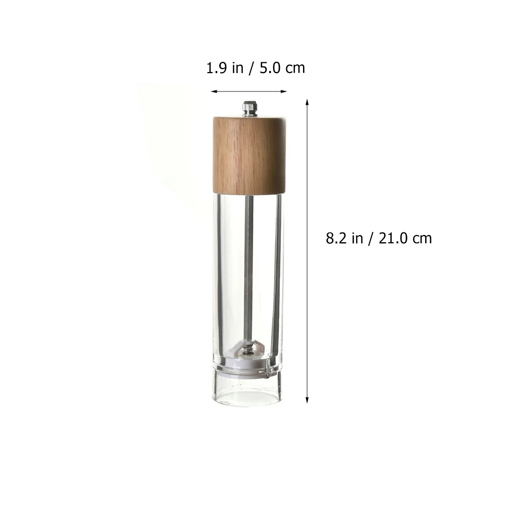 

Acrylic Pepper Grinder Mill Adjustable Coarseness Manual Salt Pepper Mill Transparent Container Wooden Lid Kitchen Seasoning