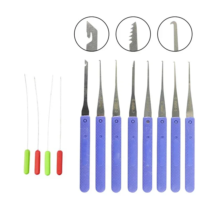 12 قطعة مجموعة قفل لوازم المكسورة مفتاح السيارات النازع إزالة السنانير الفولاذ المقاوم للصدأ DIY أدوات يدوية الأجهزة