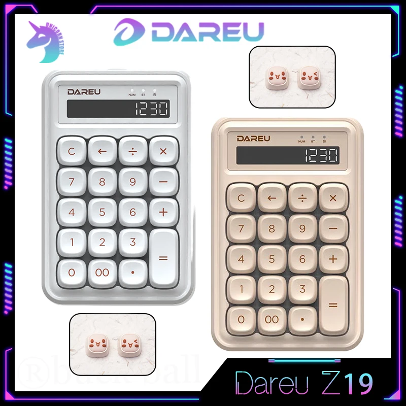 

Dareu Z19 Mechanical Keypad Number Keypad Wireless Bluetooth Calculator 2 Mode 19keys Portable Office LightWeight Accessory Gift