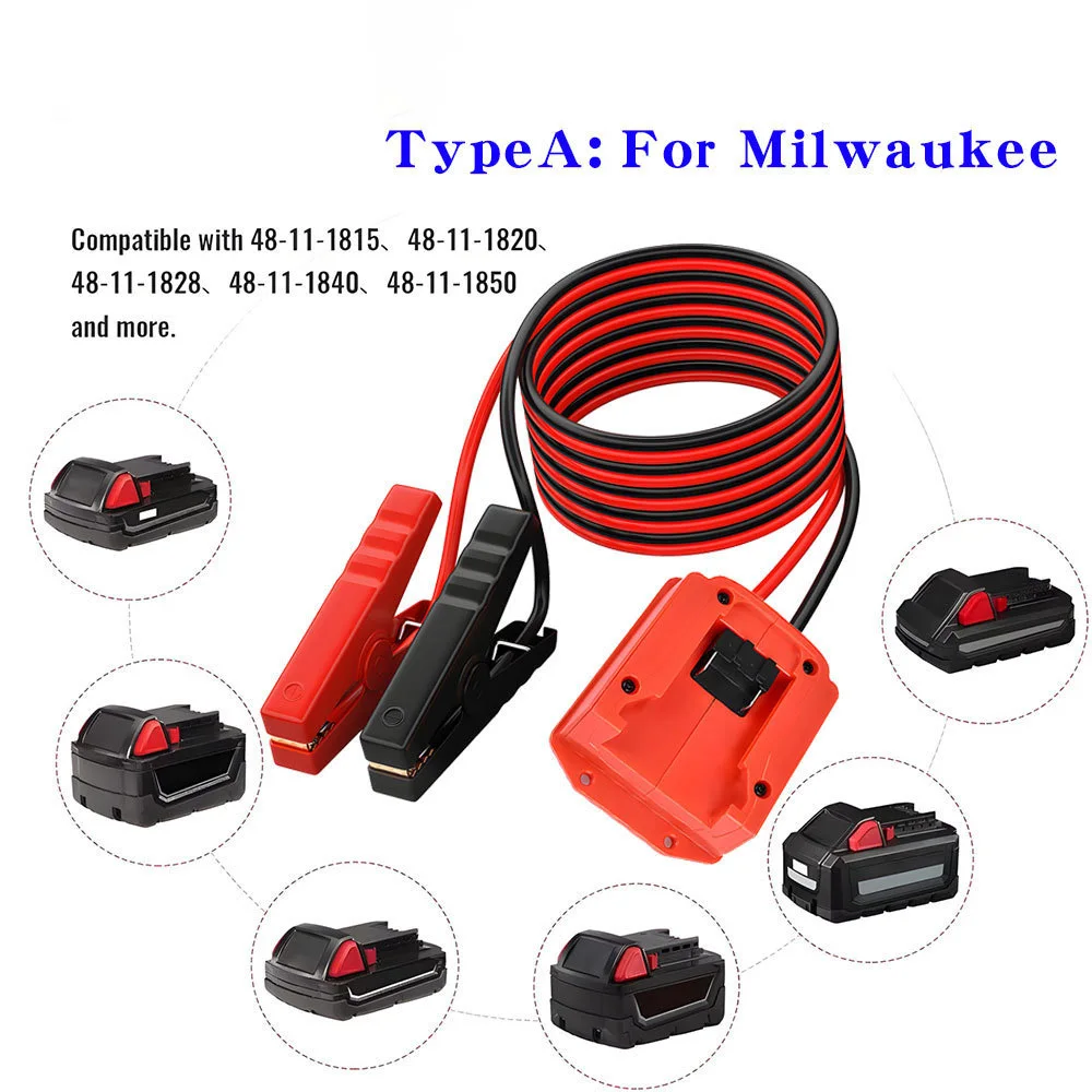 Car Jump Adapter for Battery Car jump starter for Milwaukee M18 Li-ion Batteries Compatible 48-11-1815 48-11-1820 48-11-1828