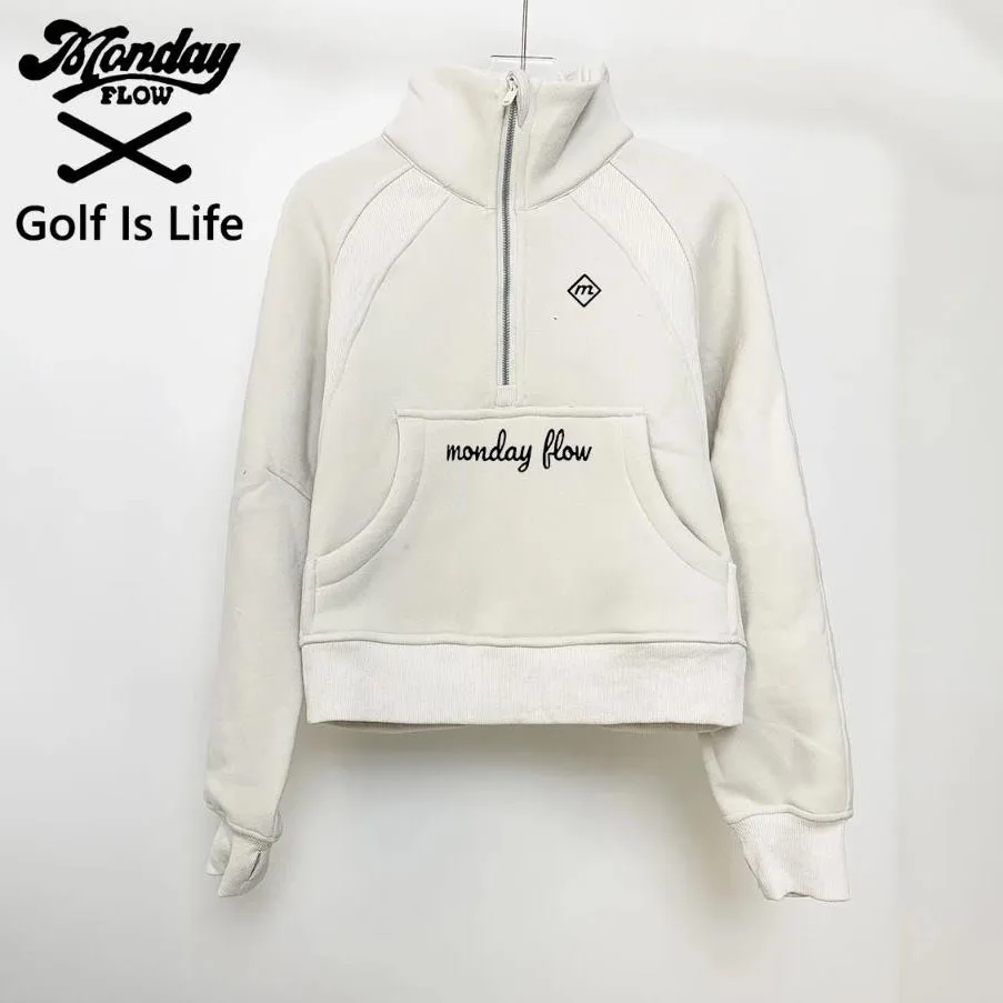 

Monday Flow Golf Wear for Women Winter Outdoor Fleece Women's Golf Jacket Thickened Fleece Double-sided Wearing Warm Golf Coat